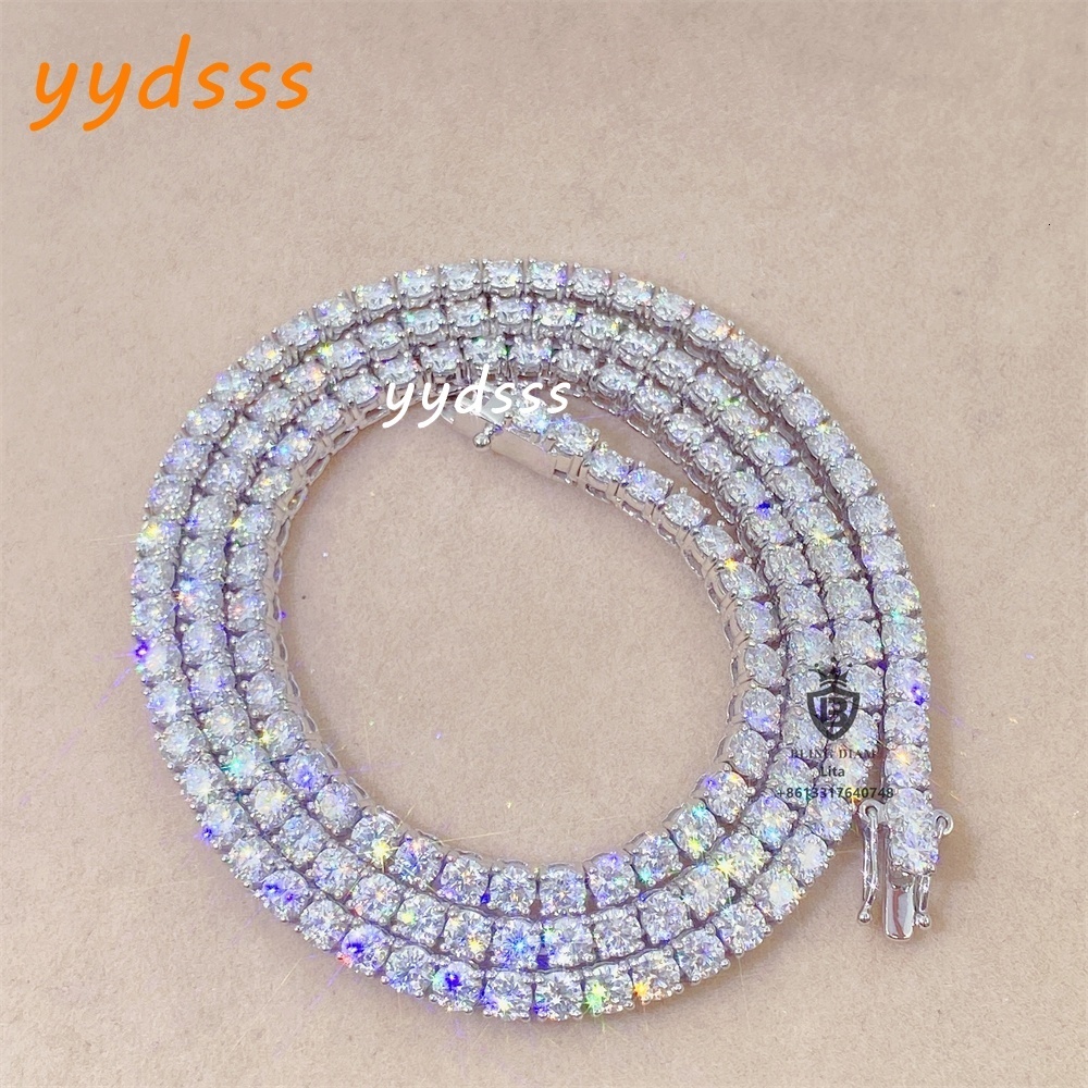 Ready to Ship Large Stock Best Price Iced Out Bling 925 Sterling Silver Moissanite Vvs Diamond Tennis Chain