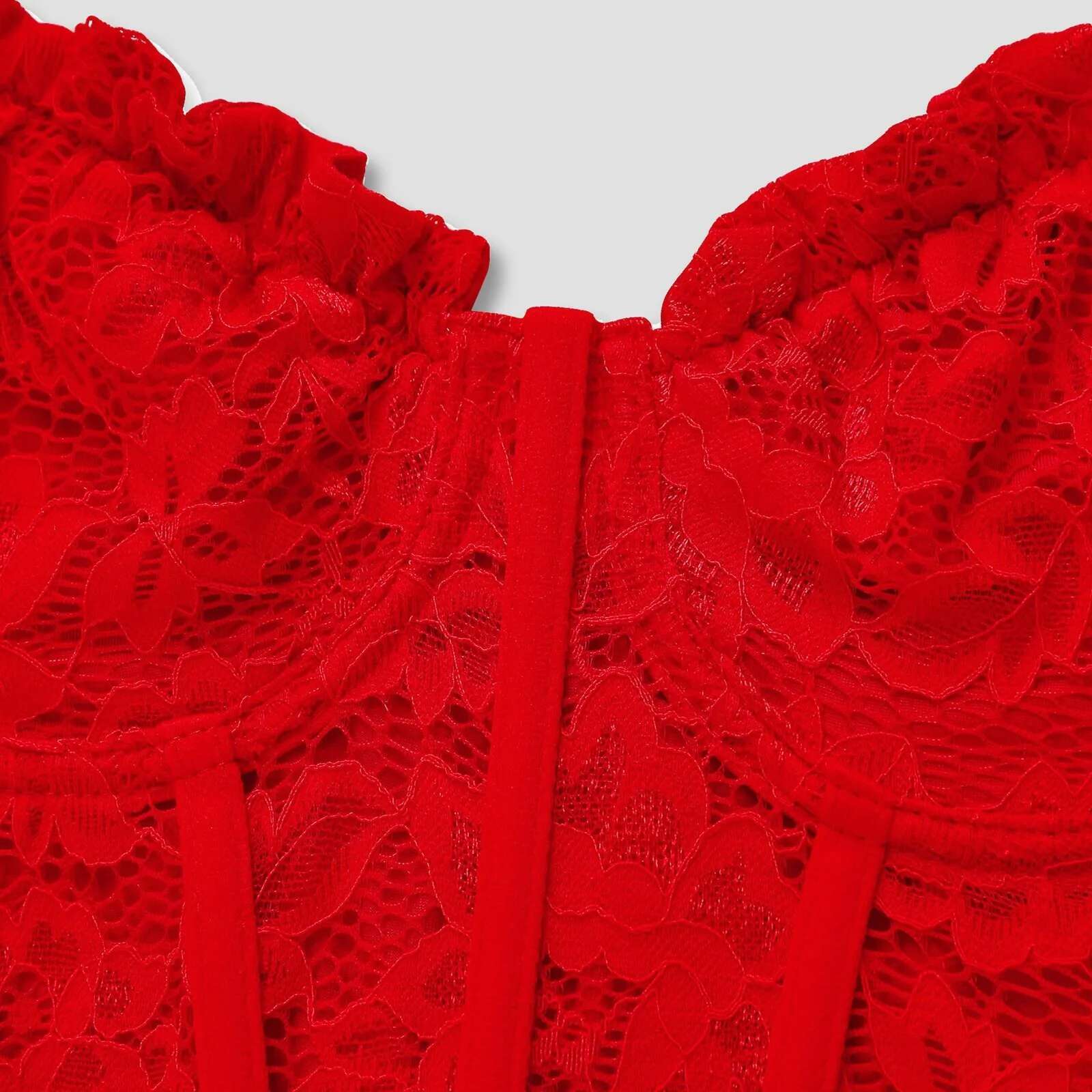 Dongdumaoyi Womens Floral Lace Dresses Elegant Cocktail Party Evening Dress Sexy V Neck Hollow Out Strap Bodycon Clubwear Mini