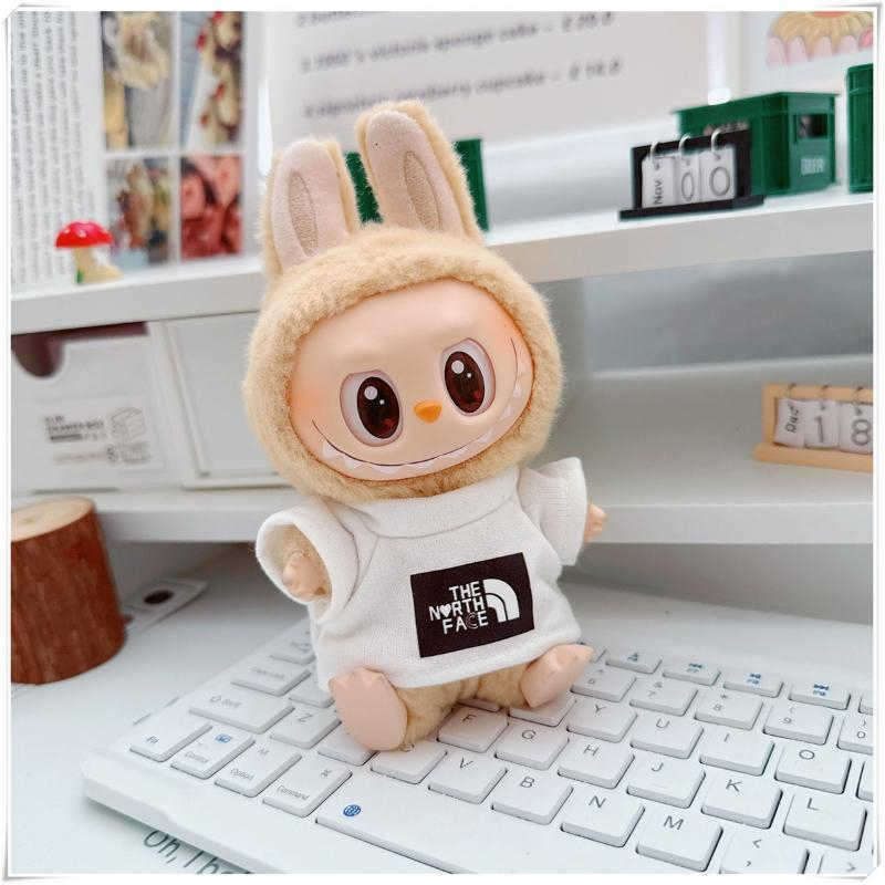 17cm Labubu sportswear DIMOO baby clothes 10cm cotton baby doll black and white peaks T-shirt trendyT251018