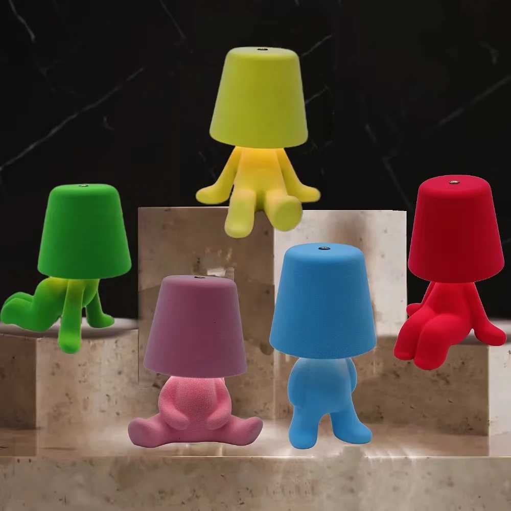 Modern Touch LED Table Lamp with USB - 3 Level Dimmable Silver Thinker Statue Design for Restaurant Bar Bedroom Living RoomM251125