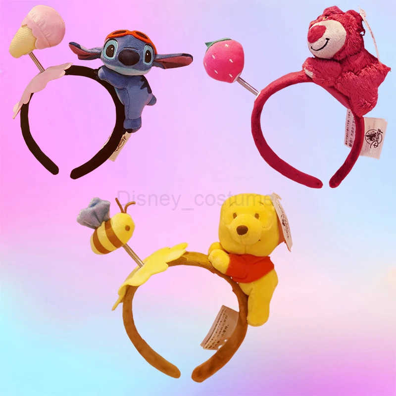 Disney Plush 3D Disney Ears Winnie The Pooh Headbands Cute Sewing Hair Girl Kawaii Lotso Hair Accessories Childrens Christmas Boys Gift X250425