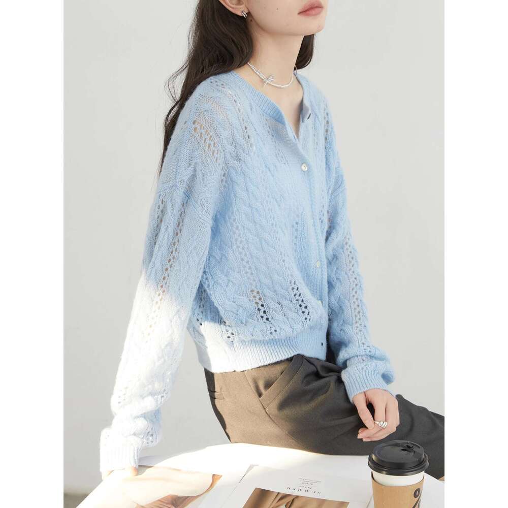 CHIC VEN Cardigan Loose Casual Mohair Hollow Knitted Sweaters Female Short Jumpers Spring Summer 2025 Tops