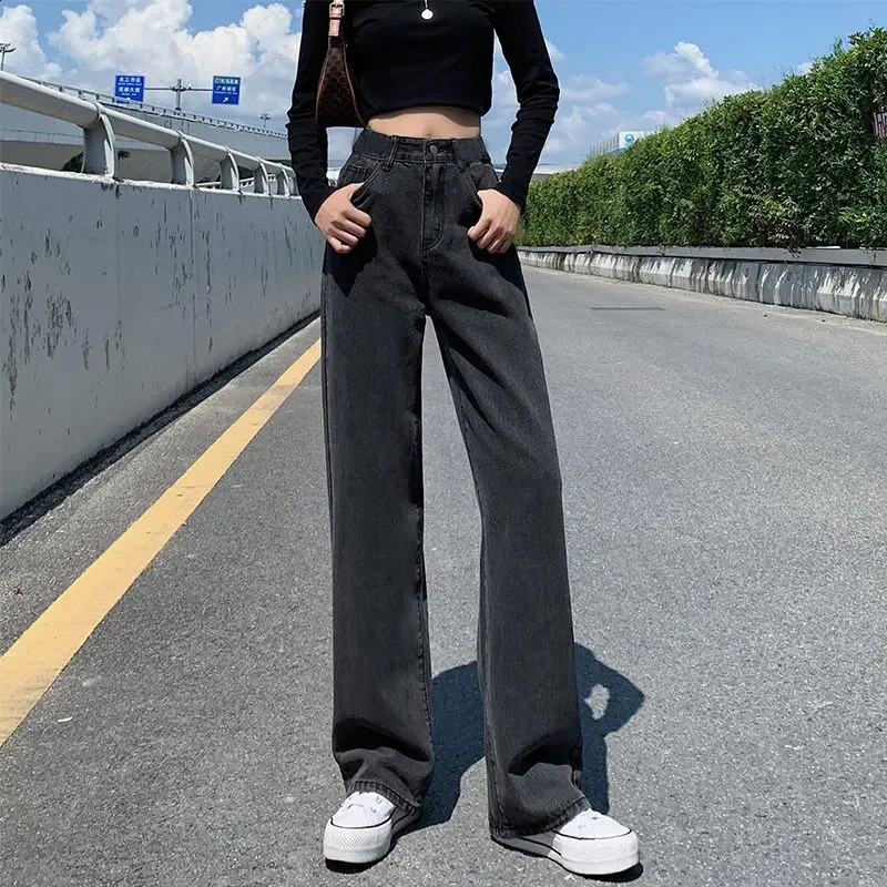 high waisted straight leg mini loose fitting jeans for womens ideal wide tailgating in spring 250420