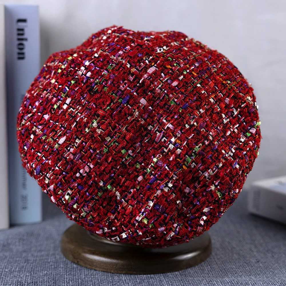 2025 Wool Berets Red Plaid Vintage Autumn Winter French Octagonal Peaked Hats Painter Hat Street Military Women Girl Caps FDM02 J251125