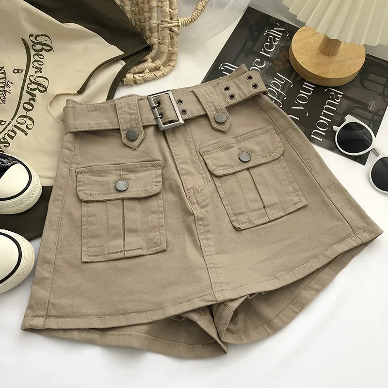 Womens high waisted sexy denim skirt 2024 summer Korean style version ALine Hip Packing mini dress with belt 250417