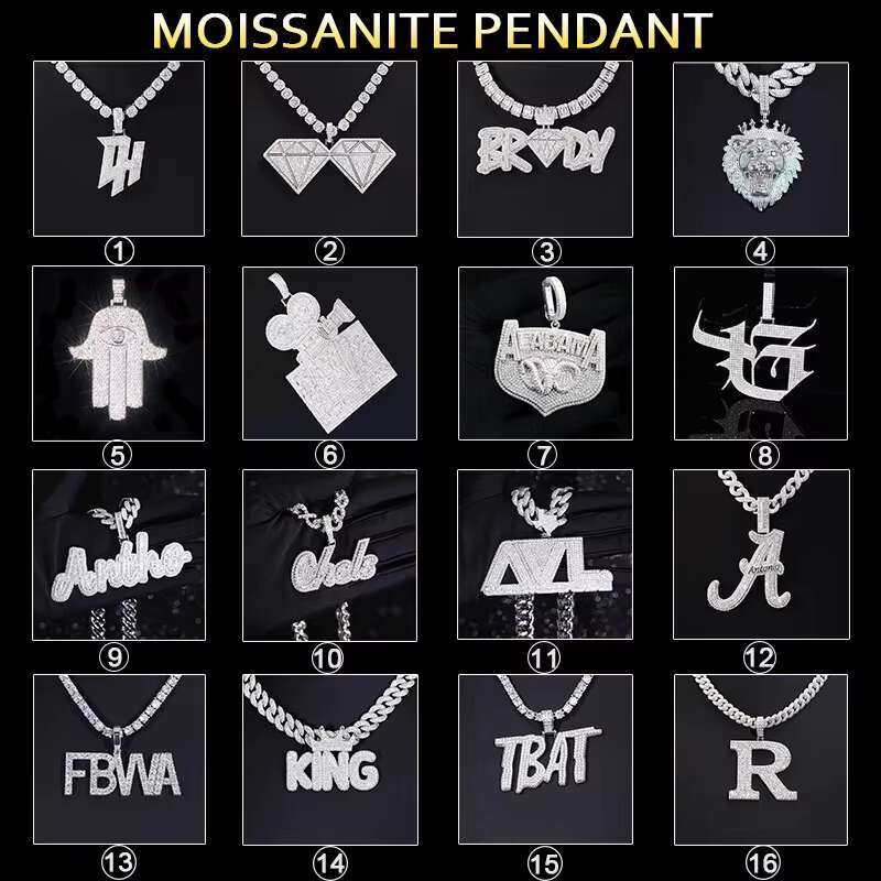 Custom Gra Jewelry 925 Sterling Silver Vvs Tennis Ice Out Lab Grown Diamond Mossanite Moissanite Necklace Chain for Women Men