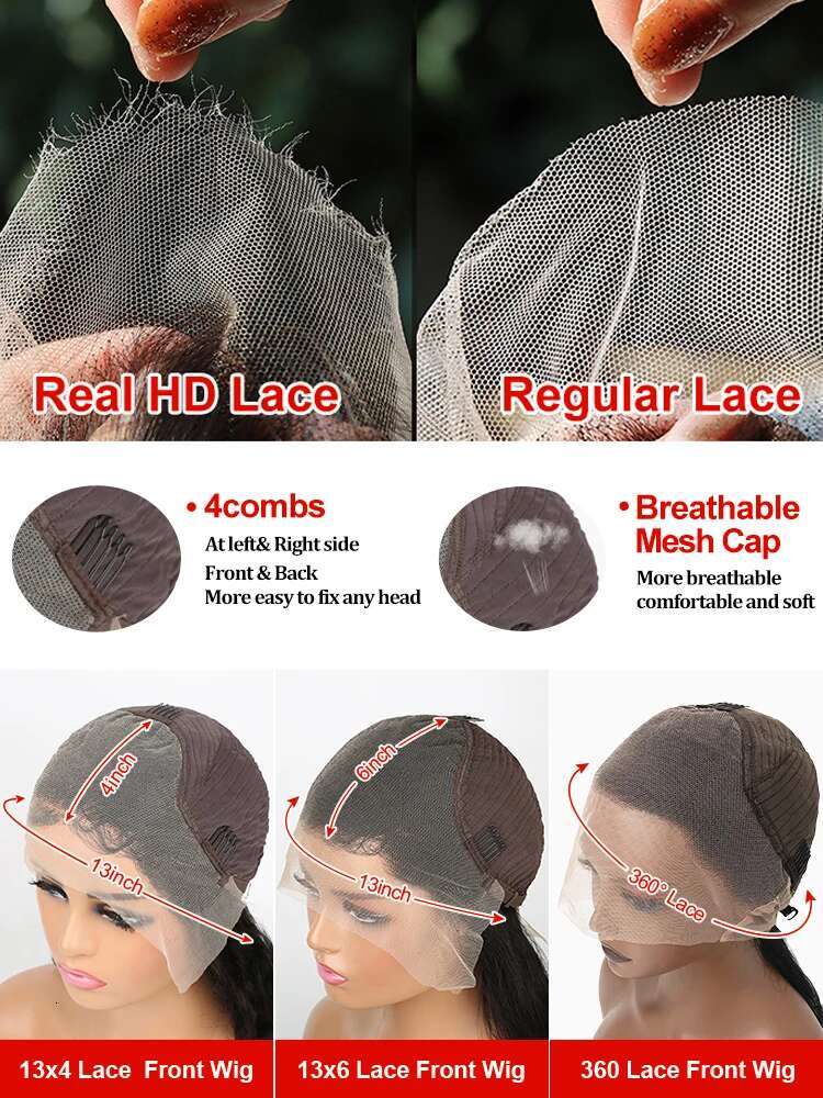 40 50 Inch Deep Wave 13X6 13X4 Hd Front High 300Density Curly 360 Full Lace Frontal Wig Human Hair For Women