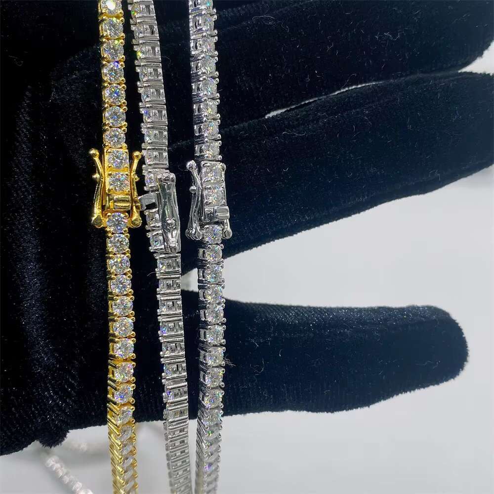Hip Hop Tennis Necklace Jewelry Ready to Ship 34MM Width Chain Iced Out Moissanite Diamond Tennis Chain