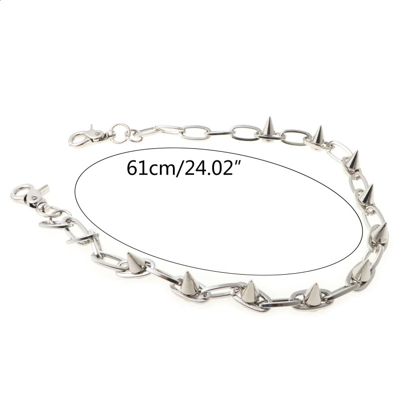 Punk Spike Jeans Decor Pants Chain Secure Travel Wallet Chain Heavy Duty Jeans Link Coil Leash Jewelry 250424