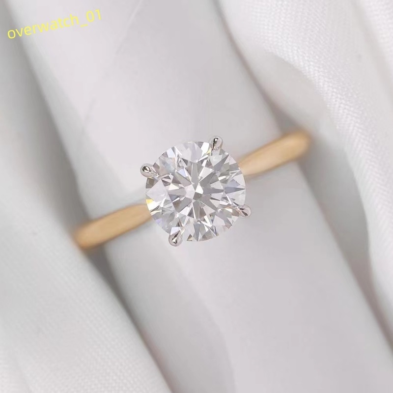 Customized High Jewelry 2ct Moissanite With GRA Certificate Gold Ring Classic 4 Claws 18k Yellow Gold Wedding Ring