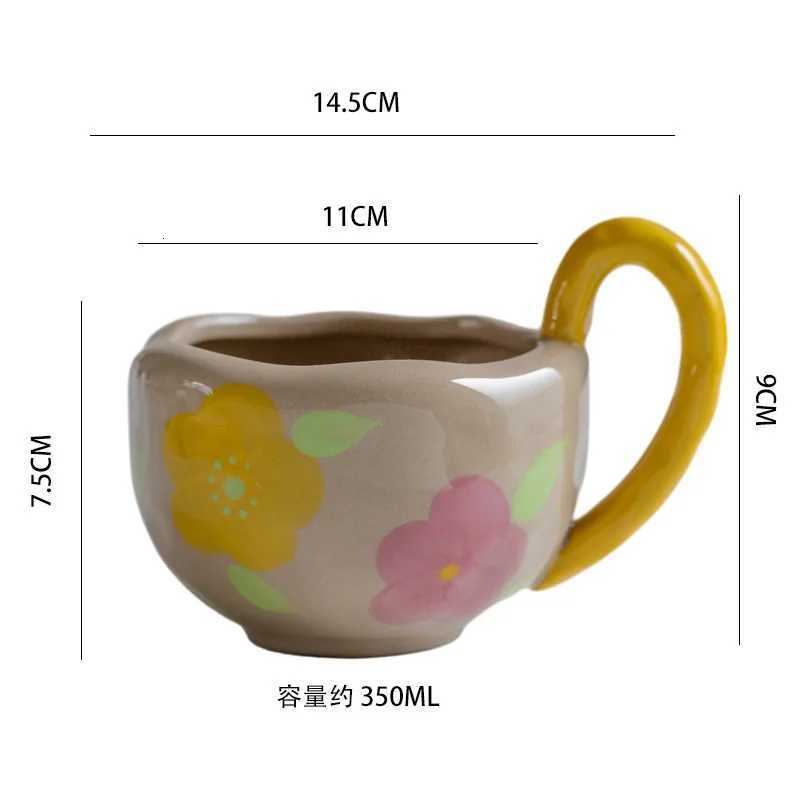Creative Irregular Underglaze Color Hand-painted Flower Rough Pottery Mug Small Fresh Office Home Breakfast Coffee Cup Y251125