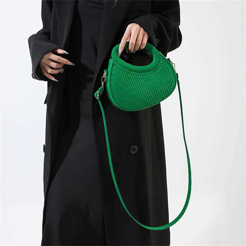 Womens top handle handbag candy color cross shaped bag 2024 new casual shoulder bag portable womens bag womens felt handbag W250421