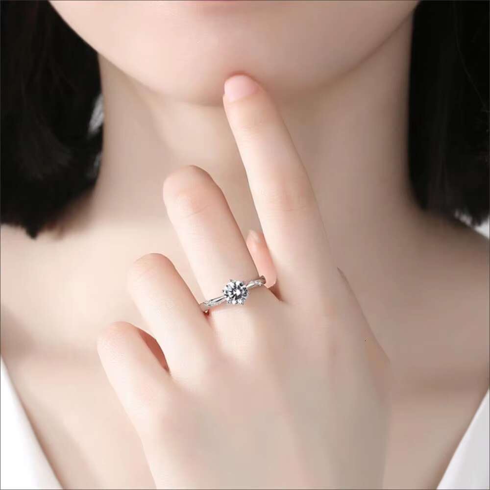 GR03 925 Italian Sterling Silver Classic Charming Moissanite Rings Jewelry for Lady