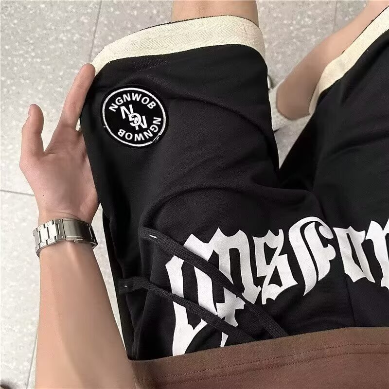 Summer casual shorts for men, American plus size pants, chubby straight leg loose fitting couple style sports five quarter pants