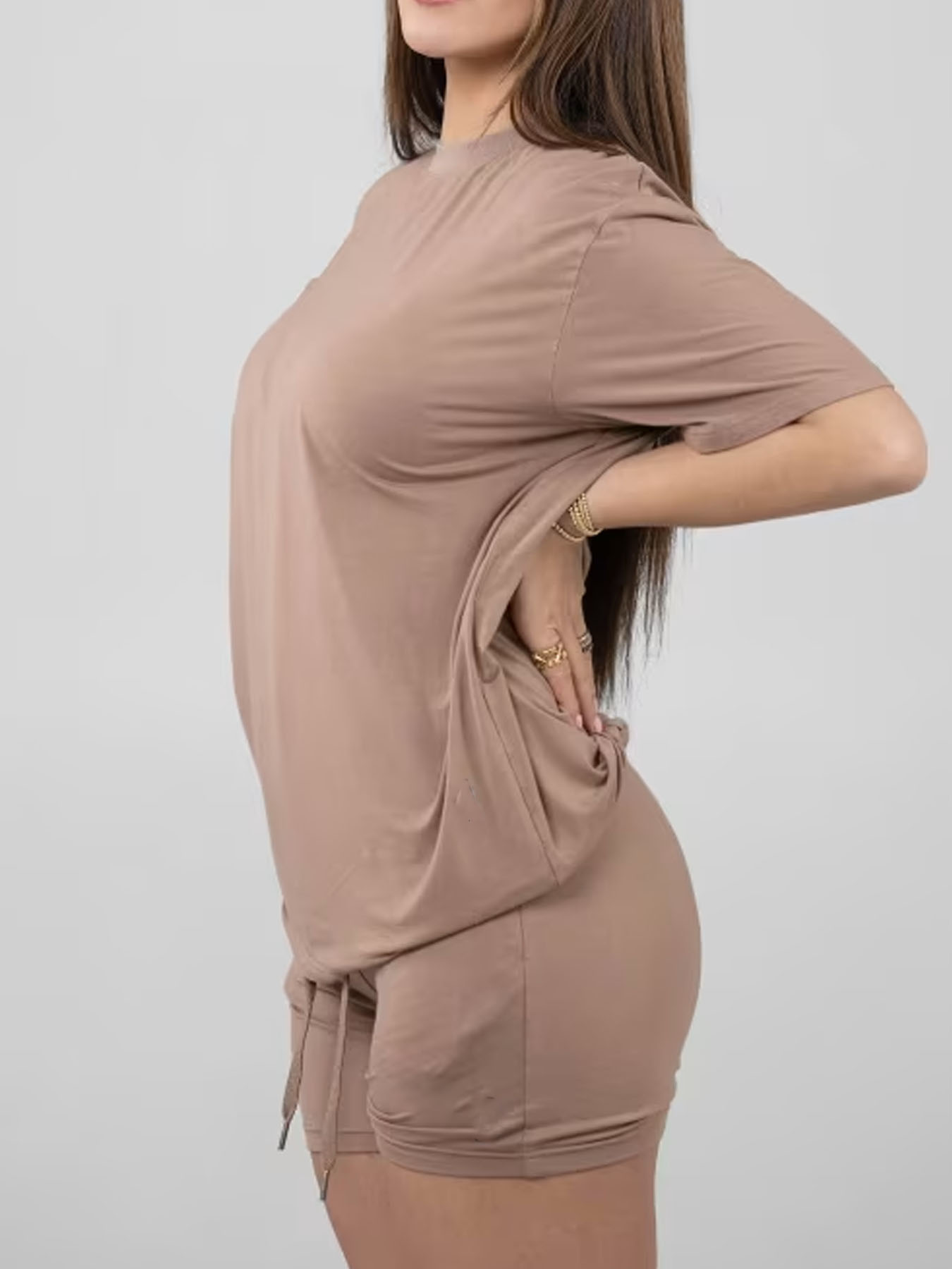 Casual Modal Fabric Home Laid Back Set - Short-Sleeve Top & Shorts Combo---1968