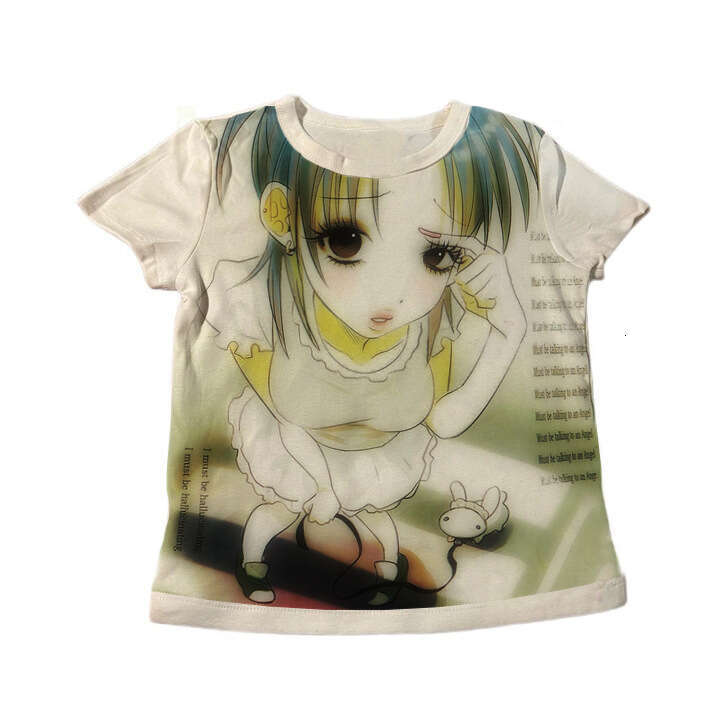 Personalized cartoon anime printed round neck women's spring and summer hot girls slim fit fashion Y2K top