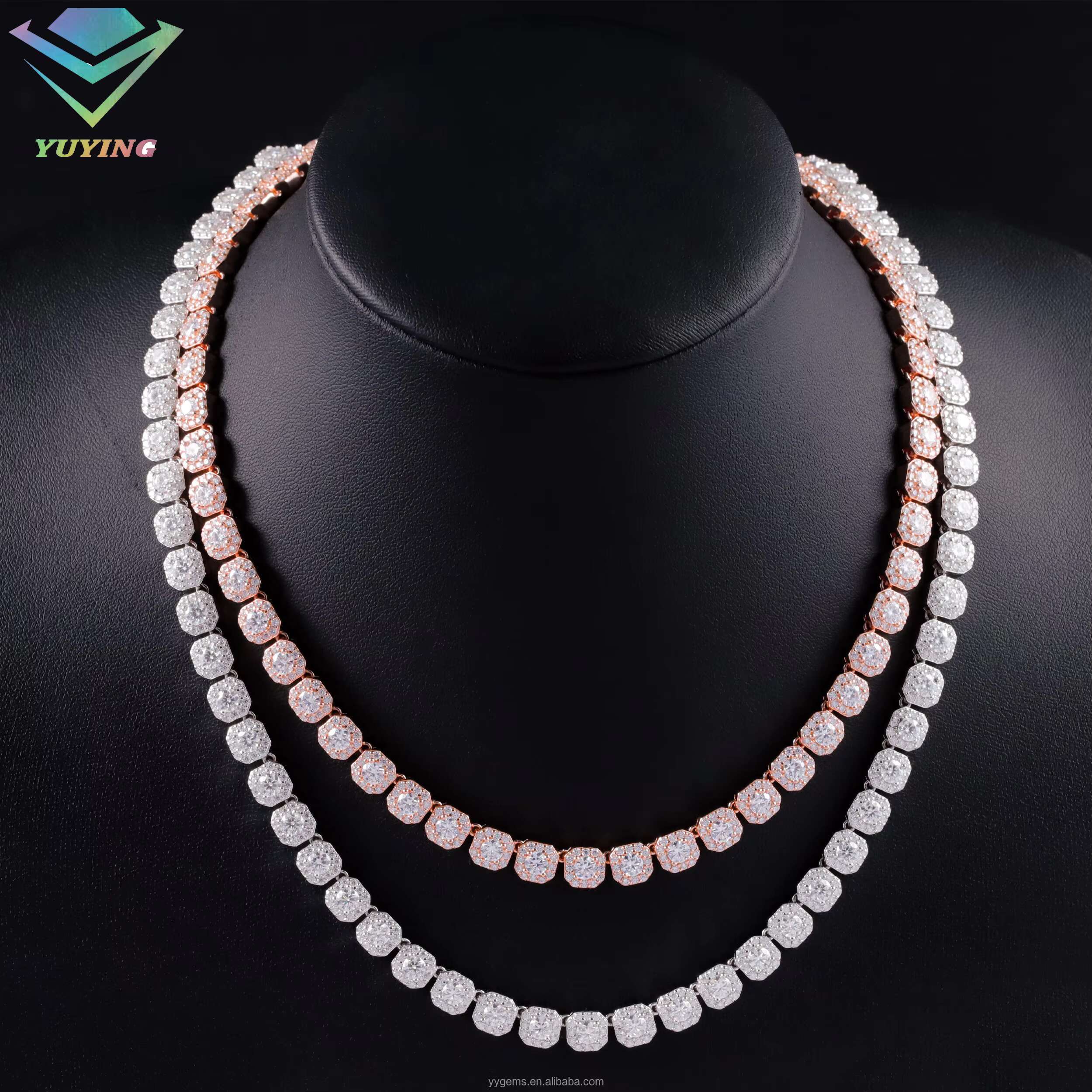 Large Size Moissanite Big Tennis Chain 8mm 12mm 925 Sterling Silver Tennis Link Chain Mens VVS Diamond Necklace
