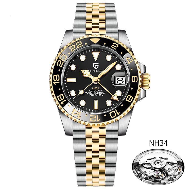 New GMTAll night luminous mens watch All Automatic watch Fine steel calendar movement NH34A wristwatch 250915