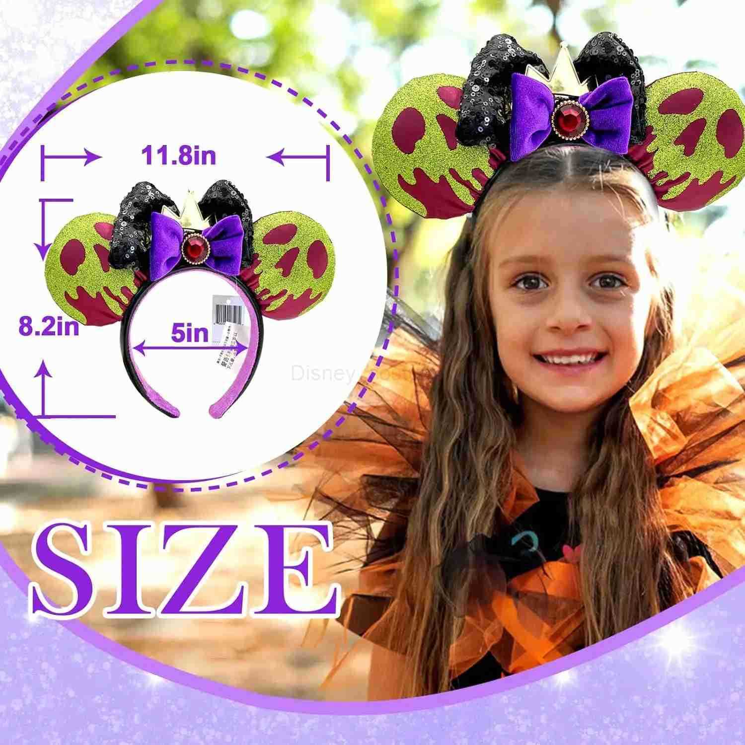 Disney 2025 Disney Mickey Headband Princess Rapunzel Snow White Sparkling Bow Gift Girls Christmas Accessories Sally Jack X250425