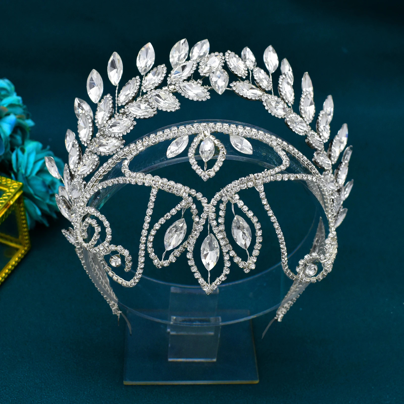 DZ130 Crystal Bridal Tiaras And Crowns Rhinestone Prom Diadem Headband Wedding Hair Accessories Jewelry Bride Hairbands 250420