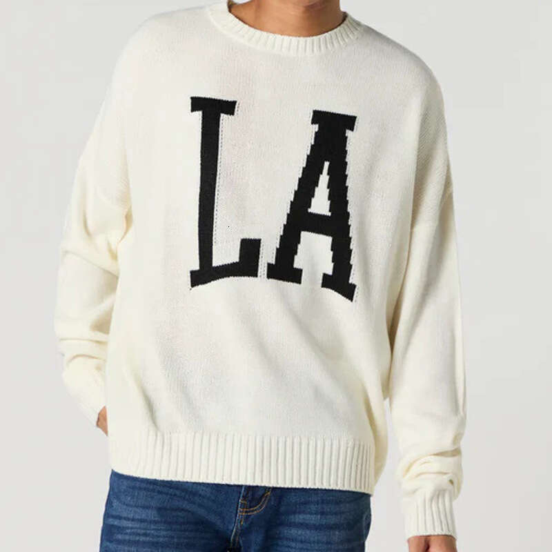 New American Street Letter Loose Round Neck Casual Versatile Long Sleeve Top Knitted Sweater