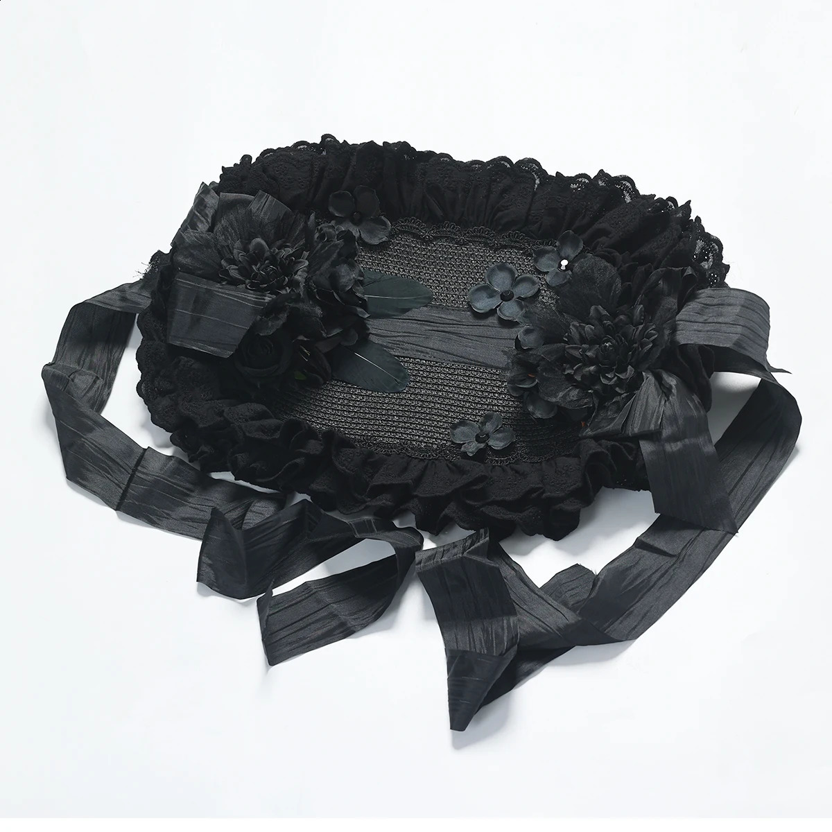French Lolita Style Vintage Victorian Sun Hat Straw Handmade Tea Party Headwear Accessories Princess Beach Cap 250420
