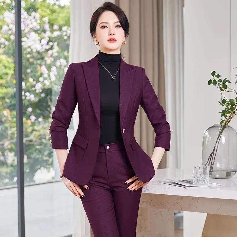 Elegant Women's Suit Set Autumn Winter Fashion Ladylike Government Employee Interview Formal Workwear Long Pants Ensemble