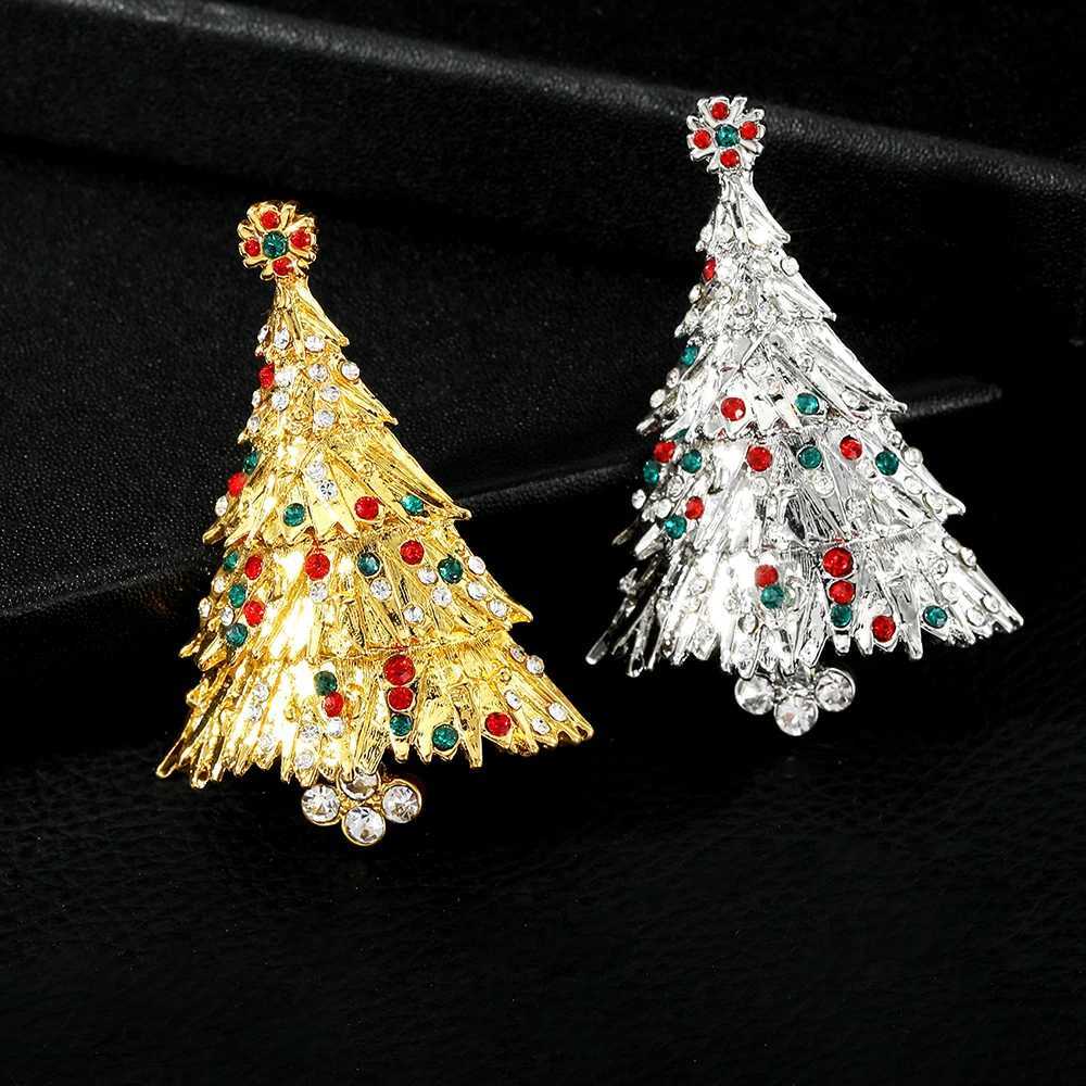 Novelty Luxury Pretty Christmas Tree Collection Crystal Brooches Full Colorful Rhinestone Paved Lapel Pins Xmas Gift J251125