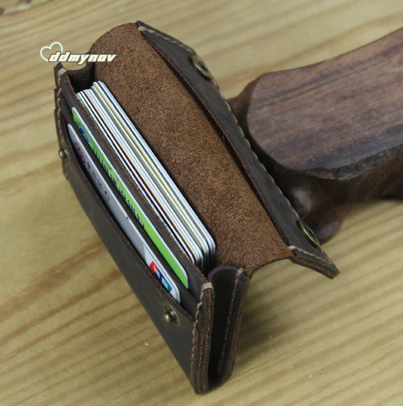 Handmade Crazy horse Genuine Leather Holder Men ID Holders Women Business Wallet Card Case Purse Bag Gift ddmynov