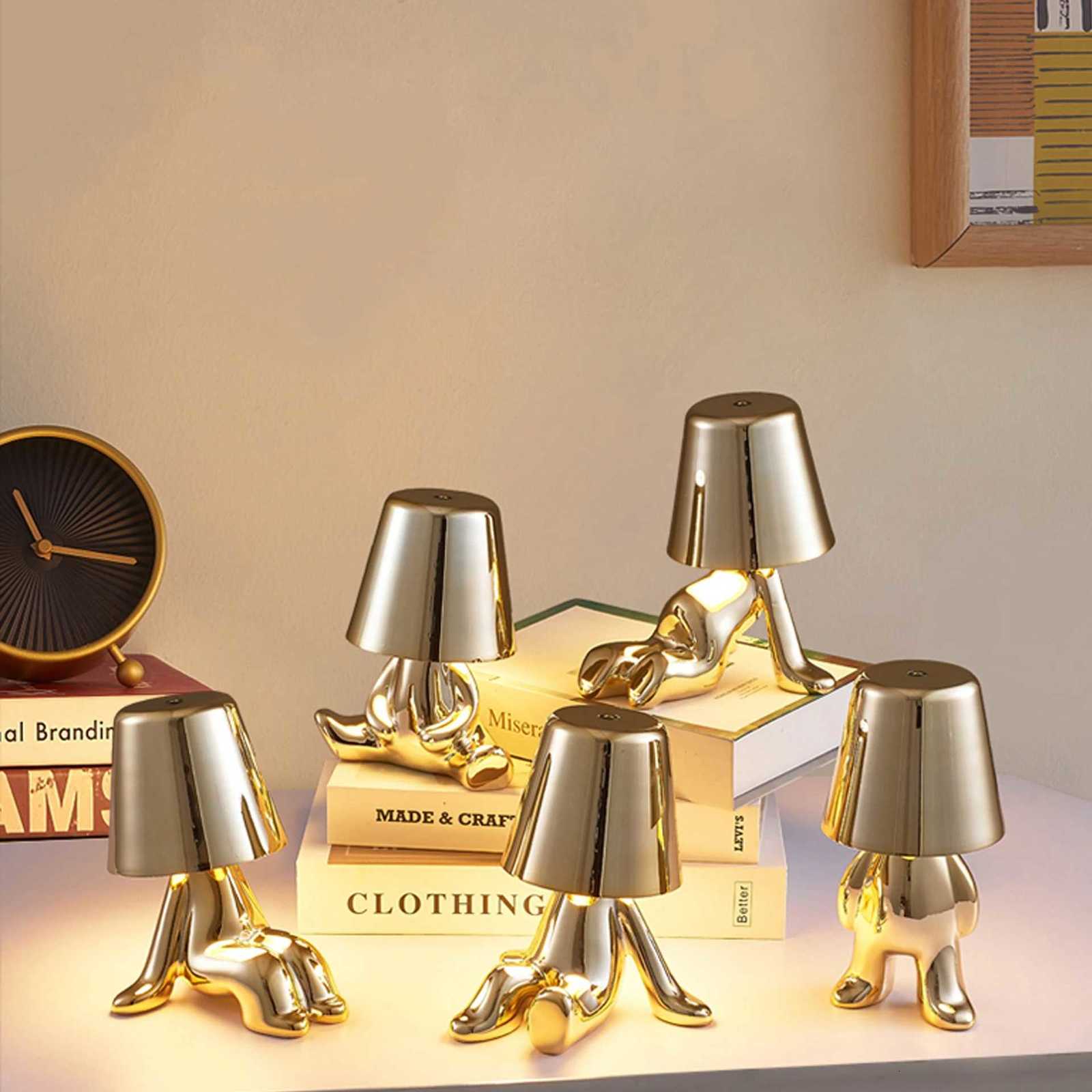 Little Golden Man Table Lamp Bedroom Touch Bedside Atmosphere Night lighting Decoration Desk Light Ornament Bar Home RestaurantM251125