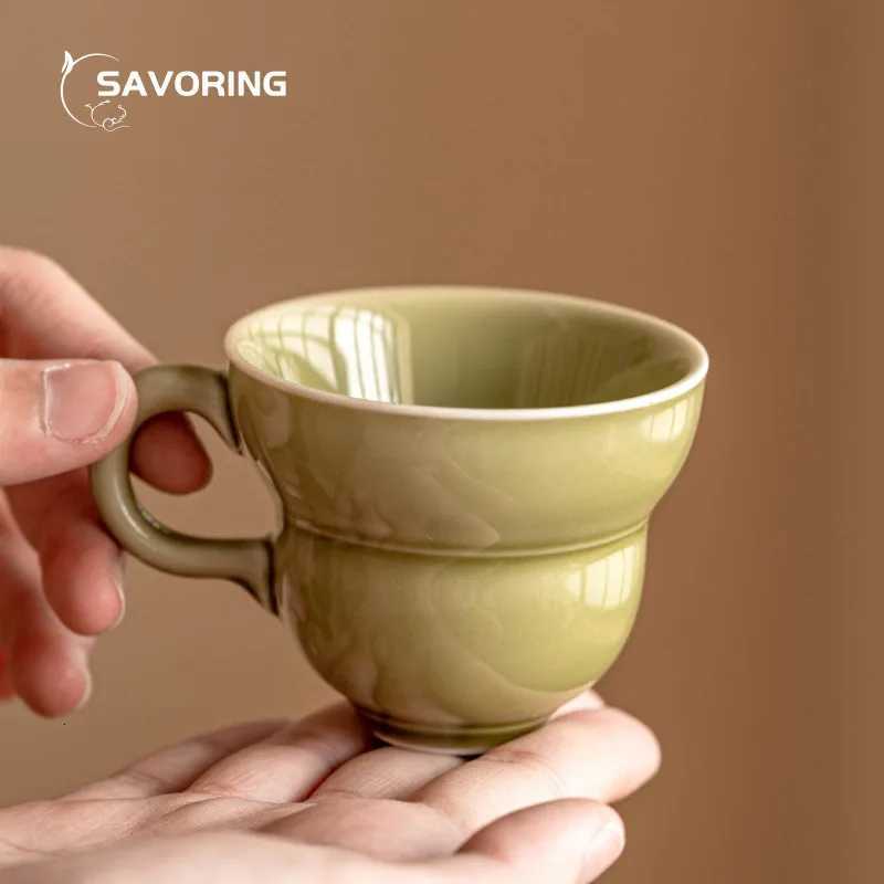 Yaozhou Kiln Tea Cup Puer Tea Mug Green Coffee Cups Teacup Chinese Ceremony Porcelain Gift Jingdezhen Bowl Tool Infusers Ceramic Y251125