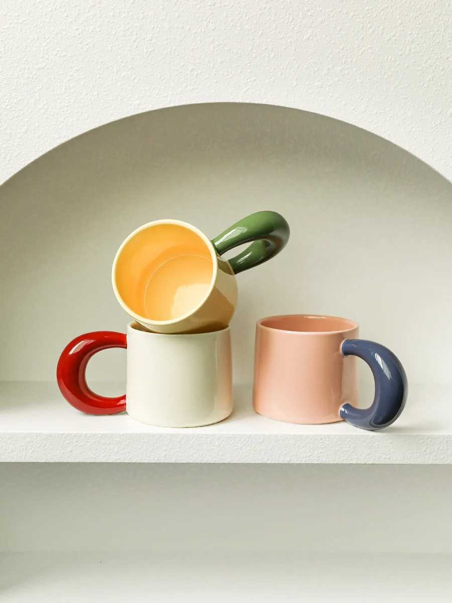 Simple High Quty Ceramic Breakfast Mugs Daily Household Large Capicity Coffee Cups Ins Style Restaurant Afternoon Tea Cups Y251125