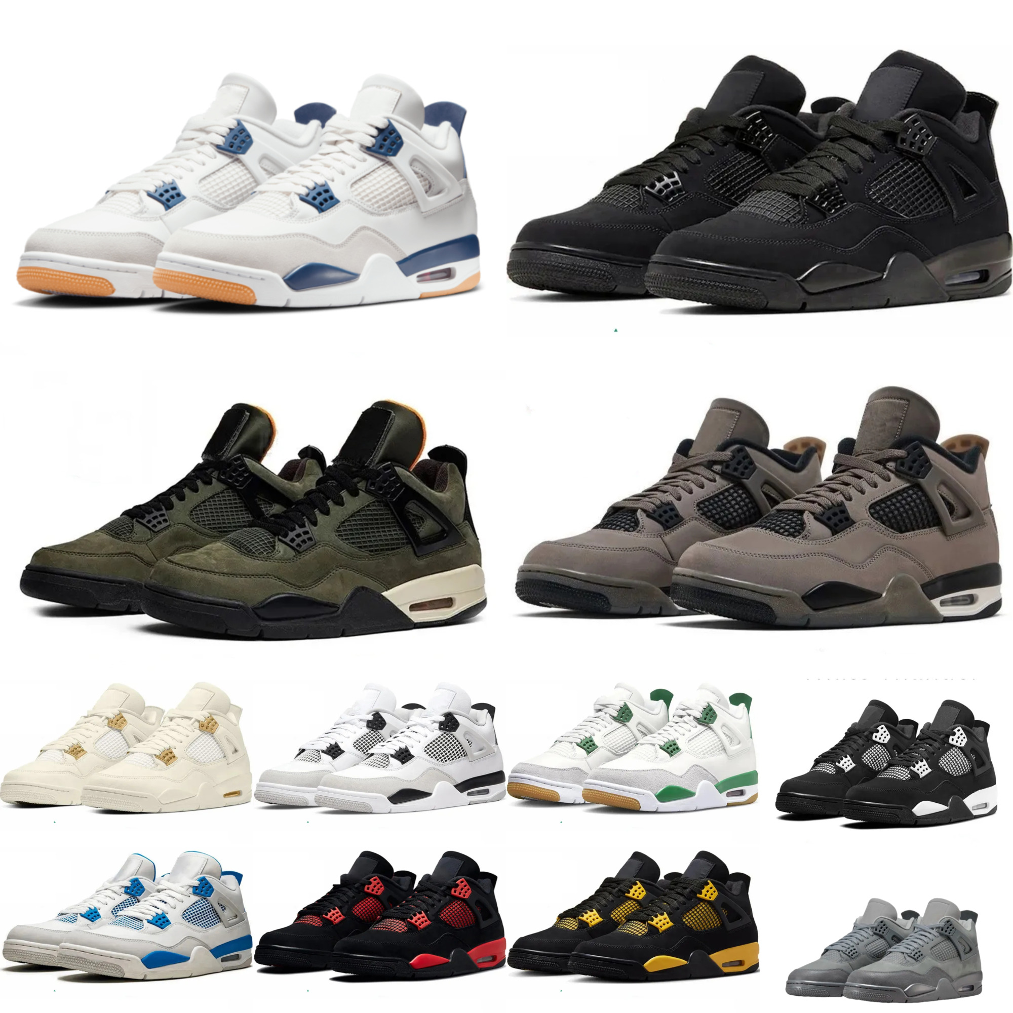Trainers J4 4 Sports Shoes Jump Mens Women 4S Navy Military Black Cat RetroES Basketball Shoe Grey Cement Thunder White Undefeated Cave Stone Women Outdoor Sneakers