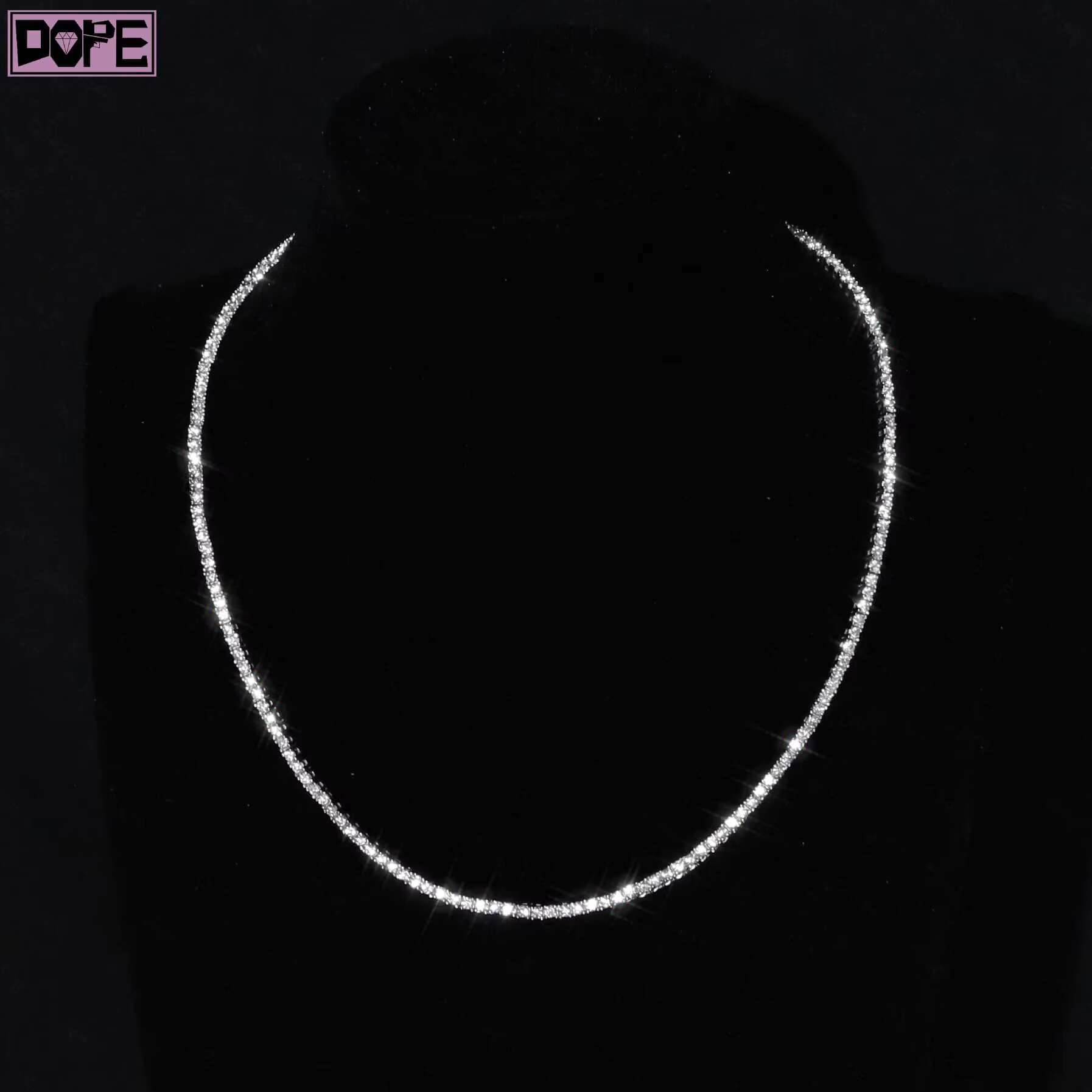 Ready to Ship 3mm Tennis Chain 925 Silver VVS Diamond Hiphop Iced Out Moissanite Tennis Chain