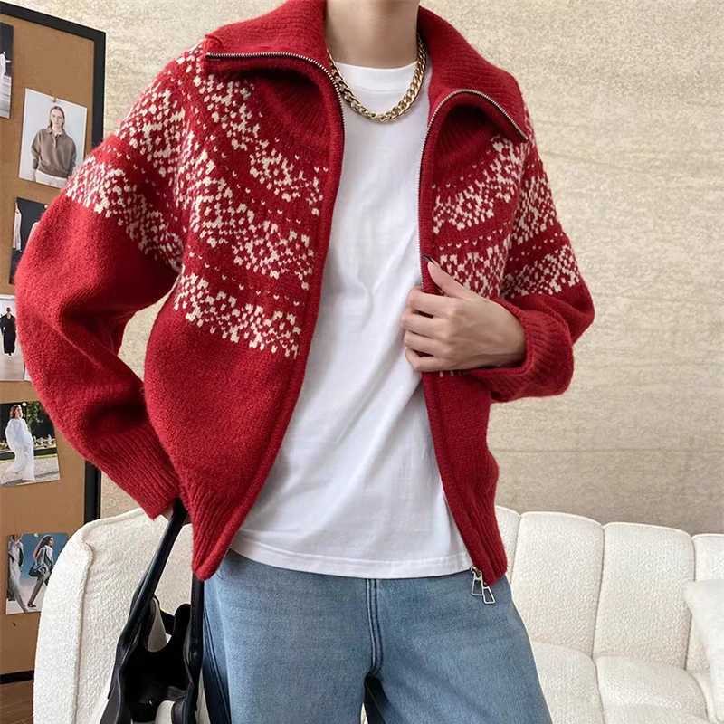 New Fashion Retro Womens Cardigan Knitted Sweater Long Sleeve Lapel Casual Womens Zipper Top JacketT251125