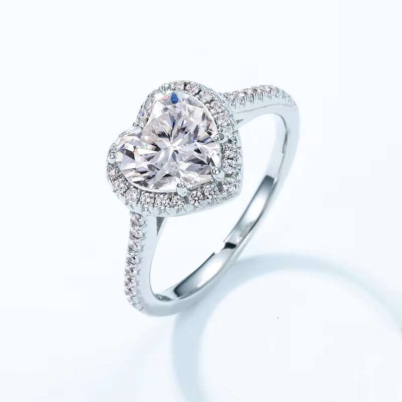 Kacy Hot Sale Heart Moissanite Ring Fashion Design 925 Sterling Silver Ring for Women