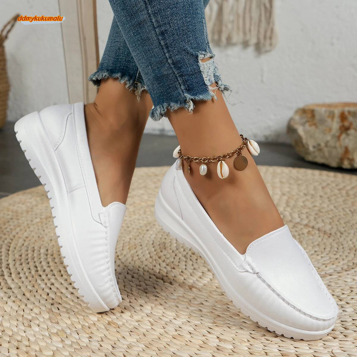 Spring and Autumn Casual Fashion Round Toe Flat Solid Color Comfortable Non-slip Wear-resistant Women's Shoes ddmykukumalu