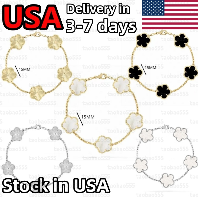 designer Bracelet luxury jewelry 4/Four Leaf Clover bracelets women Designer Plated Gold Bracelet Red Green White Shell Agate Charm Womans Jewlery