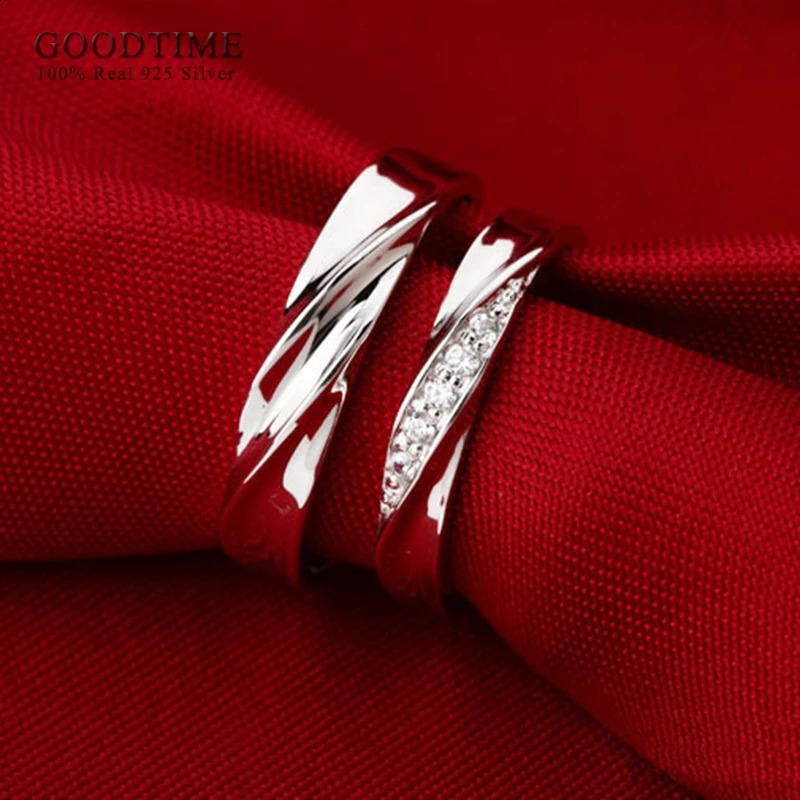 Fashion couple ring 100% pure 925 sterling silver jewelry romantic couple wedding ring 250422