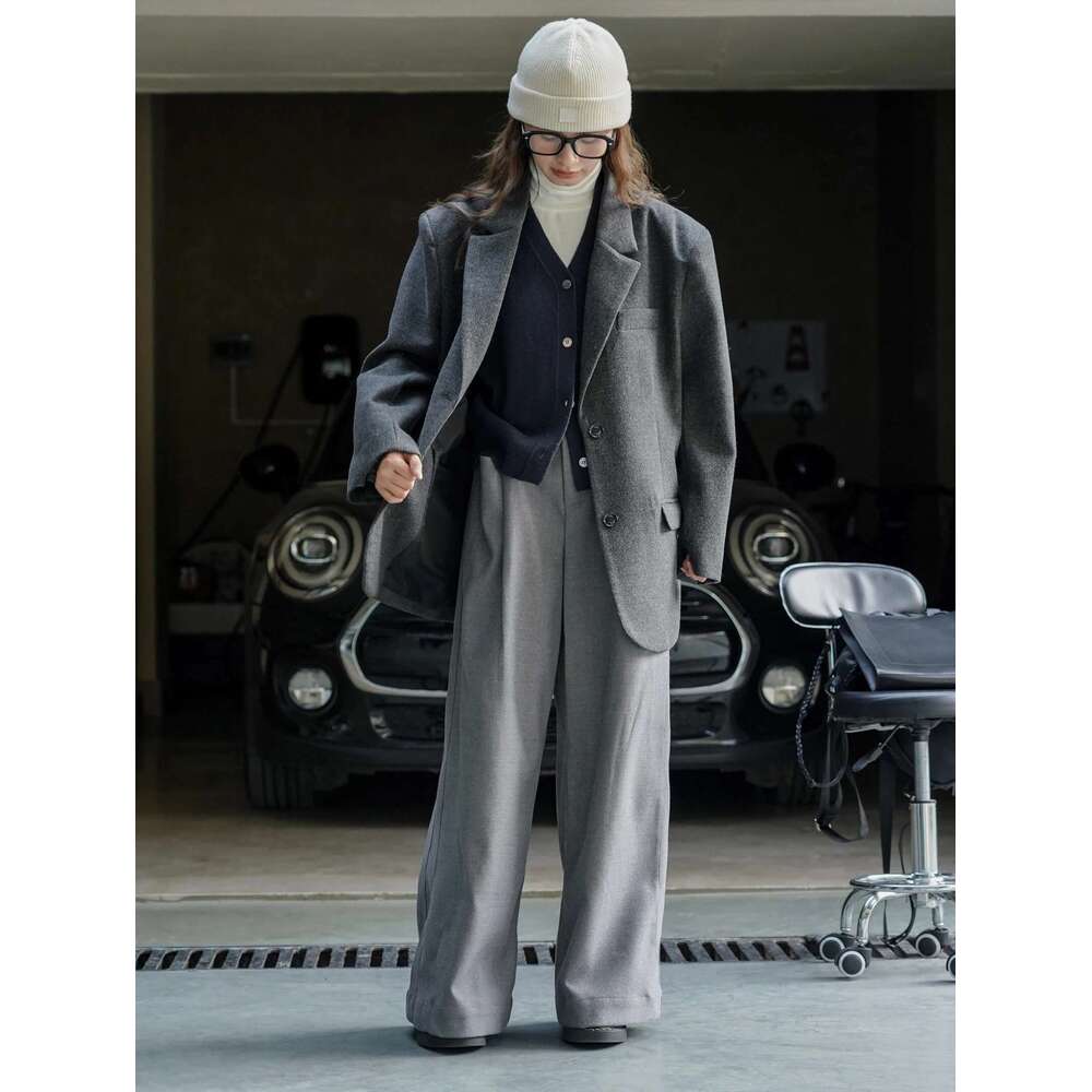 Autumn And Winter Women's Casual Solid Color High Waisted Loose Wide Leg Pants