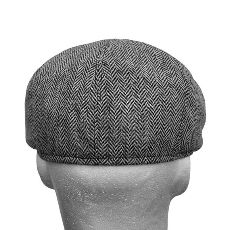 Mens Herringbone Style Berberis Retro Wool Top Felt Hat Fashionable Wild Casual Berberis Flat Berberis 250424