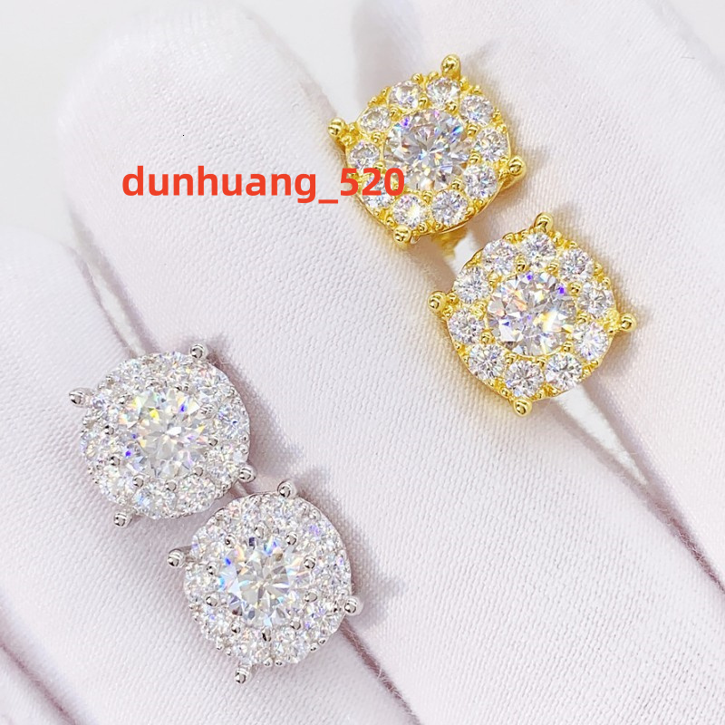 Allergic Free New Fashion Men Women Silver Earrings 925 Sterling Silver Full Iced Out Moissanite Earrings Nice Gift