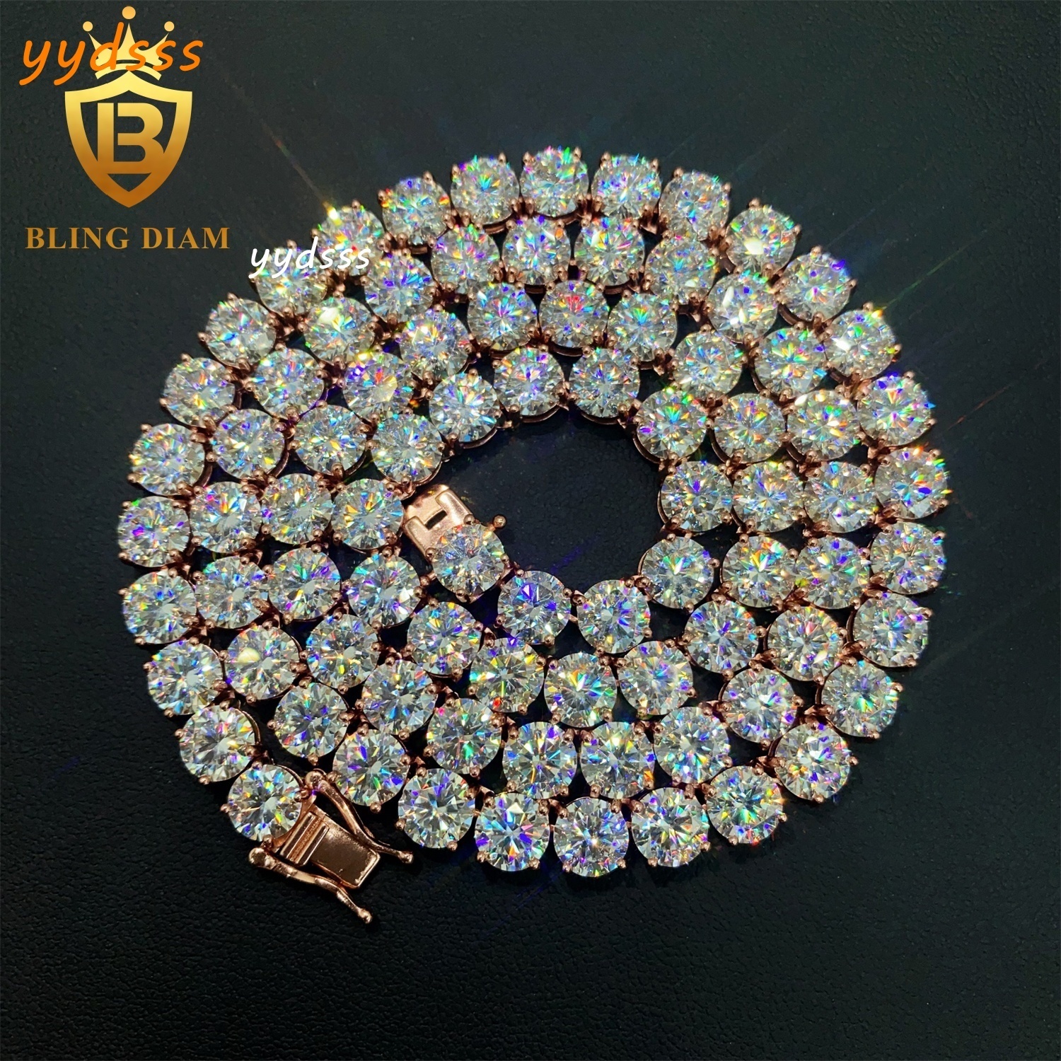 GRA Certified VVS 6.5mm 925 Sterling Silver Moissanite Tennis Chain Hip Hop Style Iced Out Diamond Fashion Necklaces