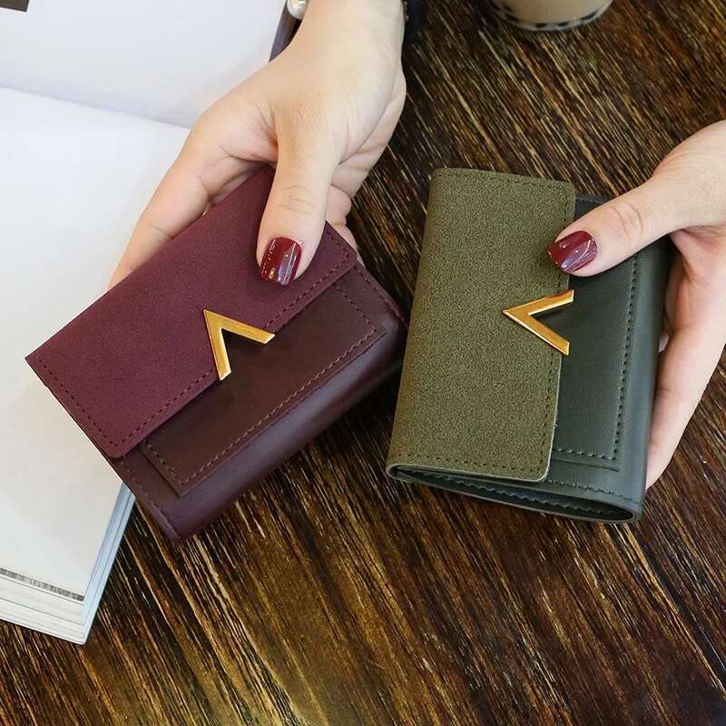 New Women Small Short Leather Wallet Brand Mini Female Fashion Wallets And Purse Credit Card Holder