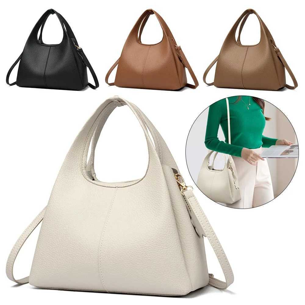 Versatile luxury handbag PU leather solid color shoulder bag soft bucket bag W250425