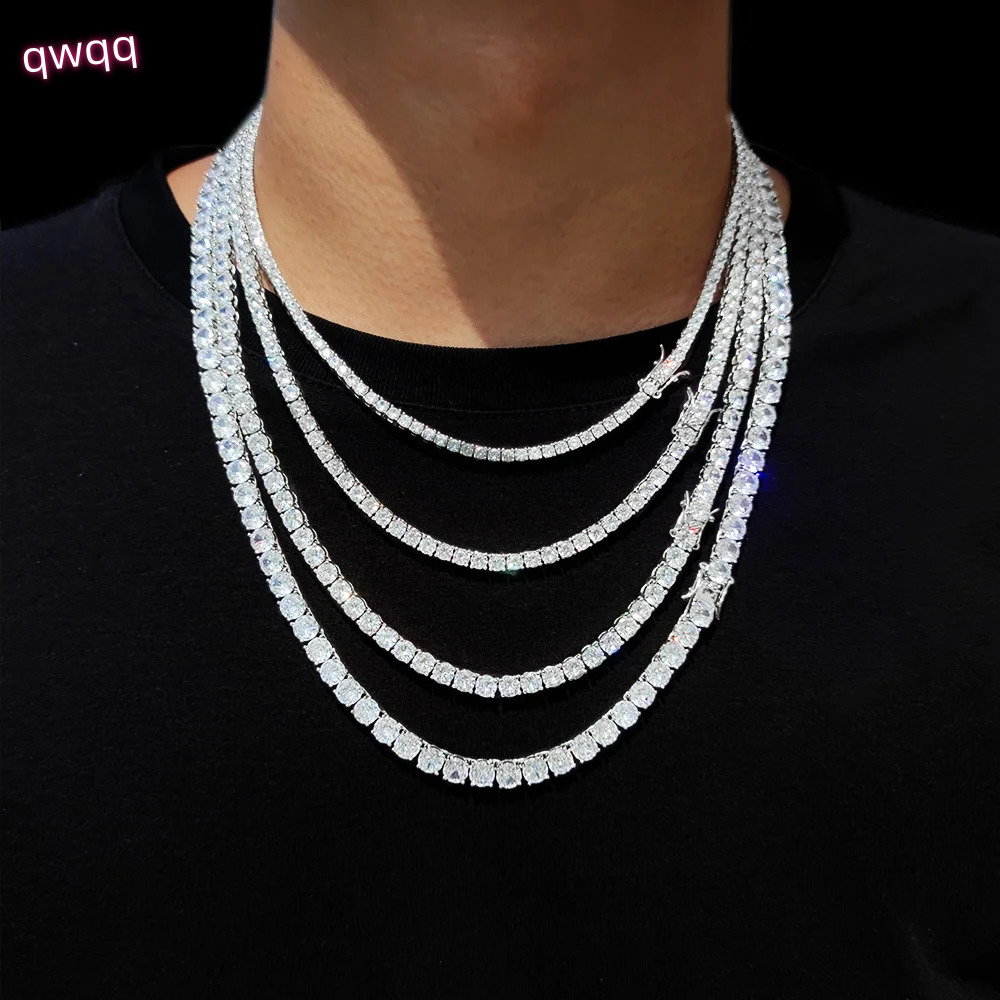 Hip Hop Jewelry 1 Row Iced Out Tennis Chain Bling CZ Men Diamond Cubic Zirconia Choker Necklace Women Drop Shipping