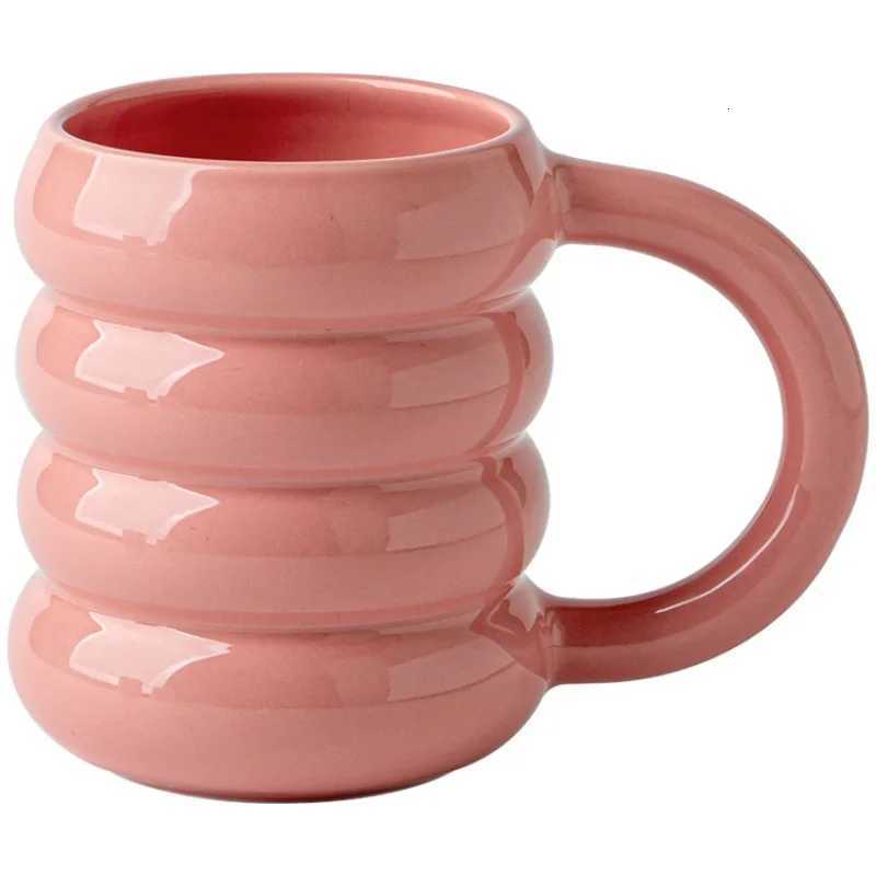 Pink Donuts High-value Ceramic Cups Creative Coffee Milk Cups Household Large-capacity Water Cups Couple Mugs Y251125