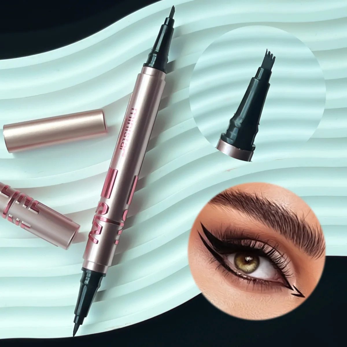 Double sided eyeliner pen liquid silky smooth black eye gel 250418