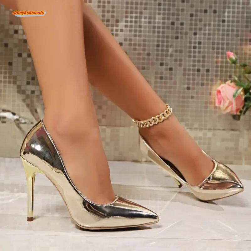 2024 Woman Pumps Patent Leather High Heels Basic Pump Wedding Shoes Female Stiletto Women Heel Plus Size 43 ddmykukumalu