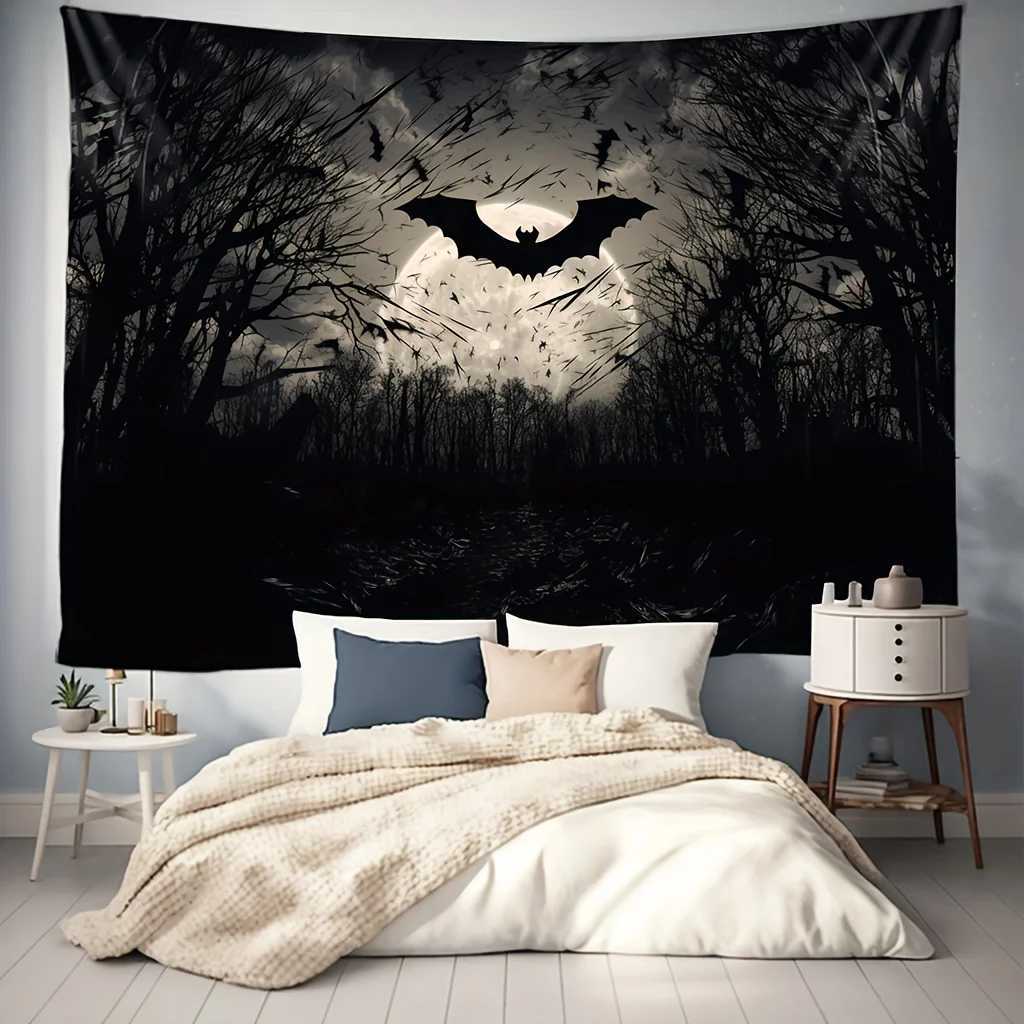VIKAMA Halloween Tapestry Dark-Themed Bat Wall Hanging Living Room Bedroom Decor Tapestry Home DecorM251125